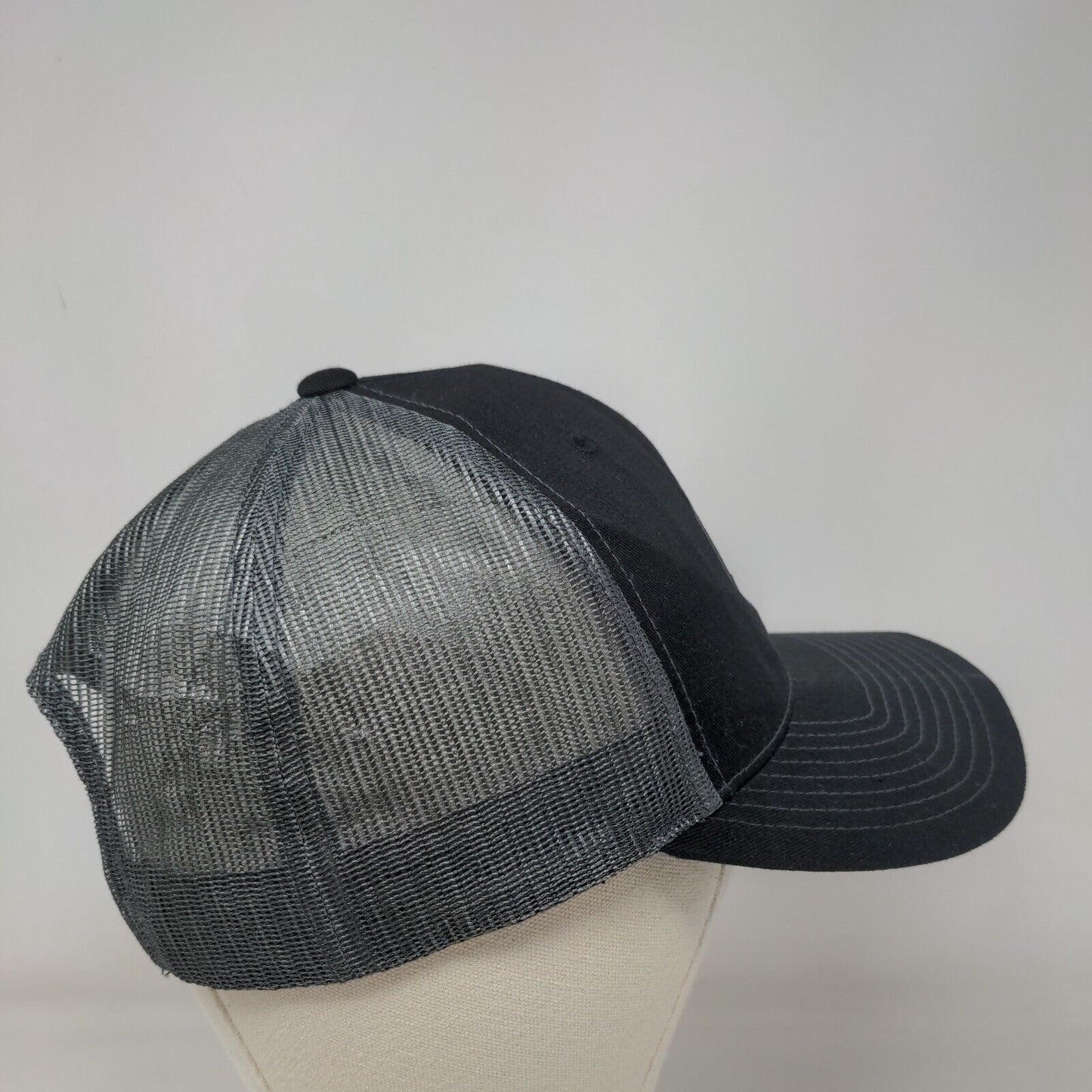 WTC Snapback Trucker Hat Black OSFM Adjustable Vented Holes Mesh Back 6 Panel