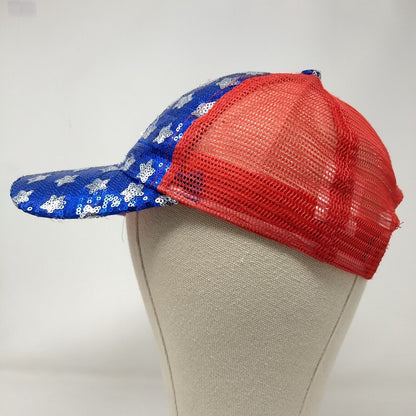 Stars Sequin Snapback Trucker Hat Multi OSFA Mesh Back Colorblock