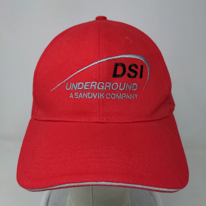 DSI Underground Men's Strapback Hat Red Embroidered Logo Sandvik Company