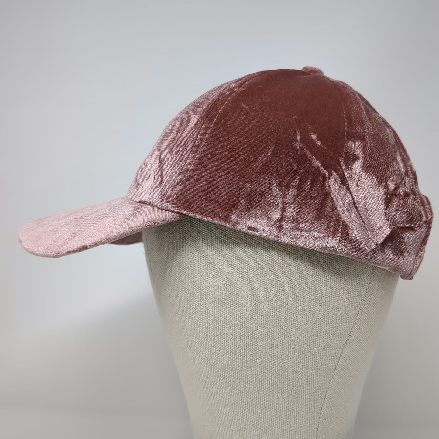 Baseball Cap Pink One Size Crushed Velvet Curved Brim Adjustable Strap Hat