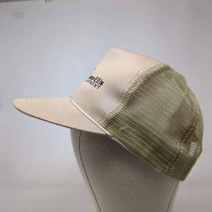 Garden-Ellis Equipment Snapback Trucker Hat Tan OS Adjustable Mesh Back Otto