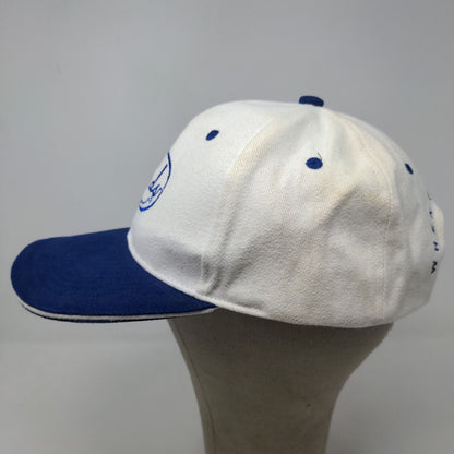 Linds Bowling Men's Strapback Hat White Blue Adjustable Embroidered Logo