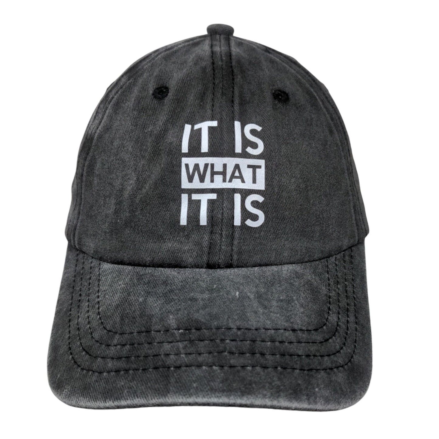 It Is What It Is Slideback Hat Gray One Size Adjustable Vented Holes 6 Panel