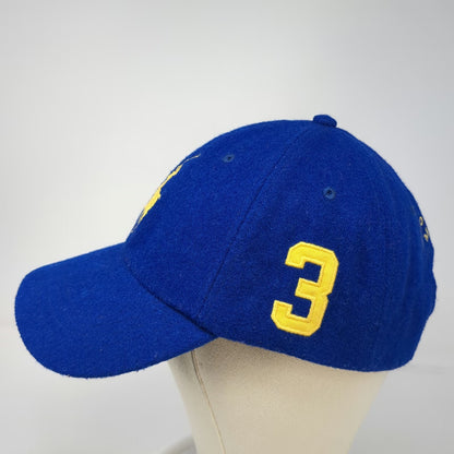 Polo Ralph Lauren Baseball Cap Blue One Size Wool Big Pony Yellow Logo Hat
