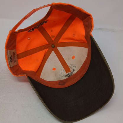 Cabela's Snapback Orange One Size Hat Deer Buck Embroidery EST 1961 Brown Brim