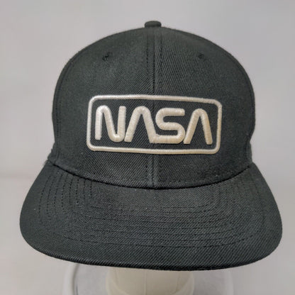 NASA Snapback Hat Black One Size Adjustable Embroidered H3 Headwear 6 Panel