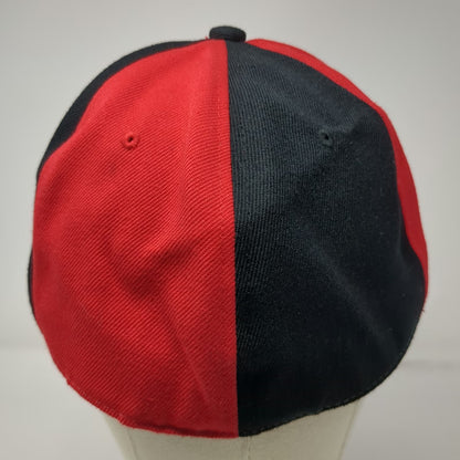 Georgetown Collection Baseball Cap Black Red 7 5/8 Fitted Paneled Flat Brim Hat