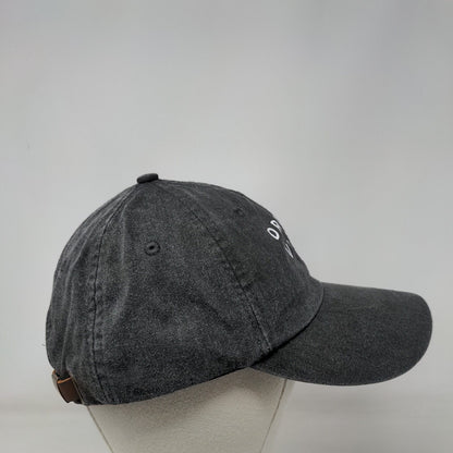 Drunk Vibes Slideback Hat Gray One Size Leather Strap Lined Adams