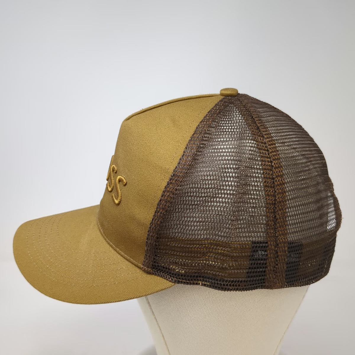 Knoss Brown Trucker Hat One Size Snapback Mesh Back Structured 3D Logo Tech 360