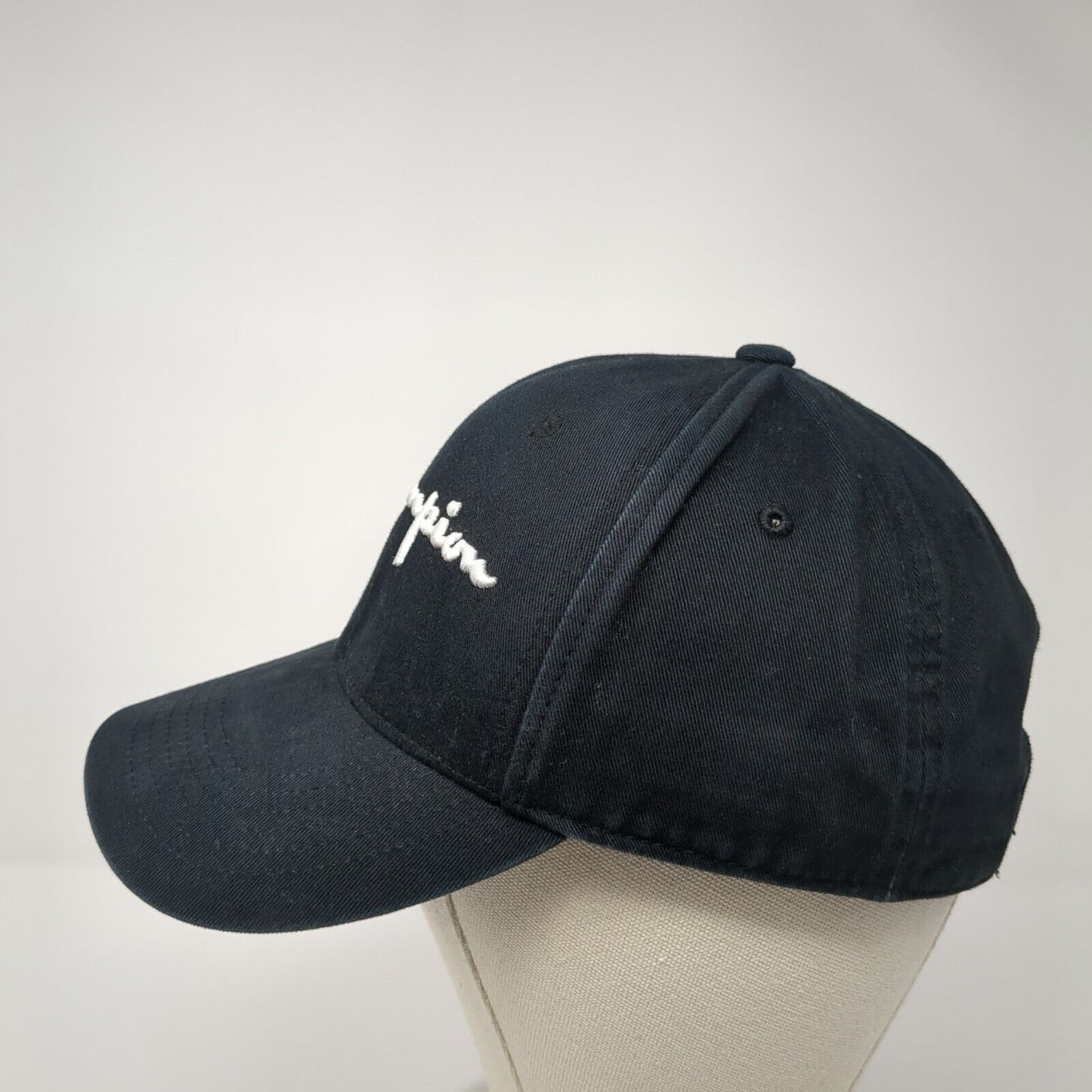 Champion Slideback Hat Black One Size Adjustable Embroidered 6 Panel Cotton