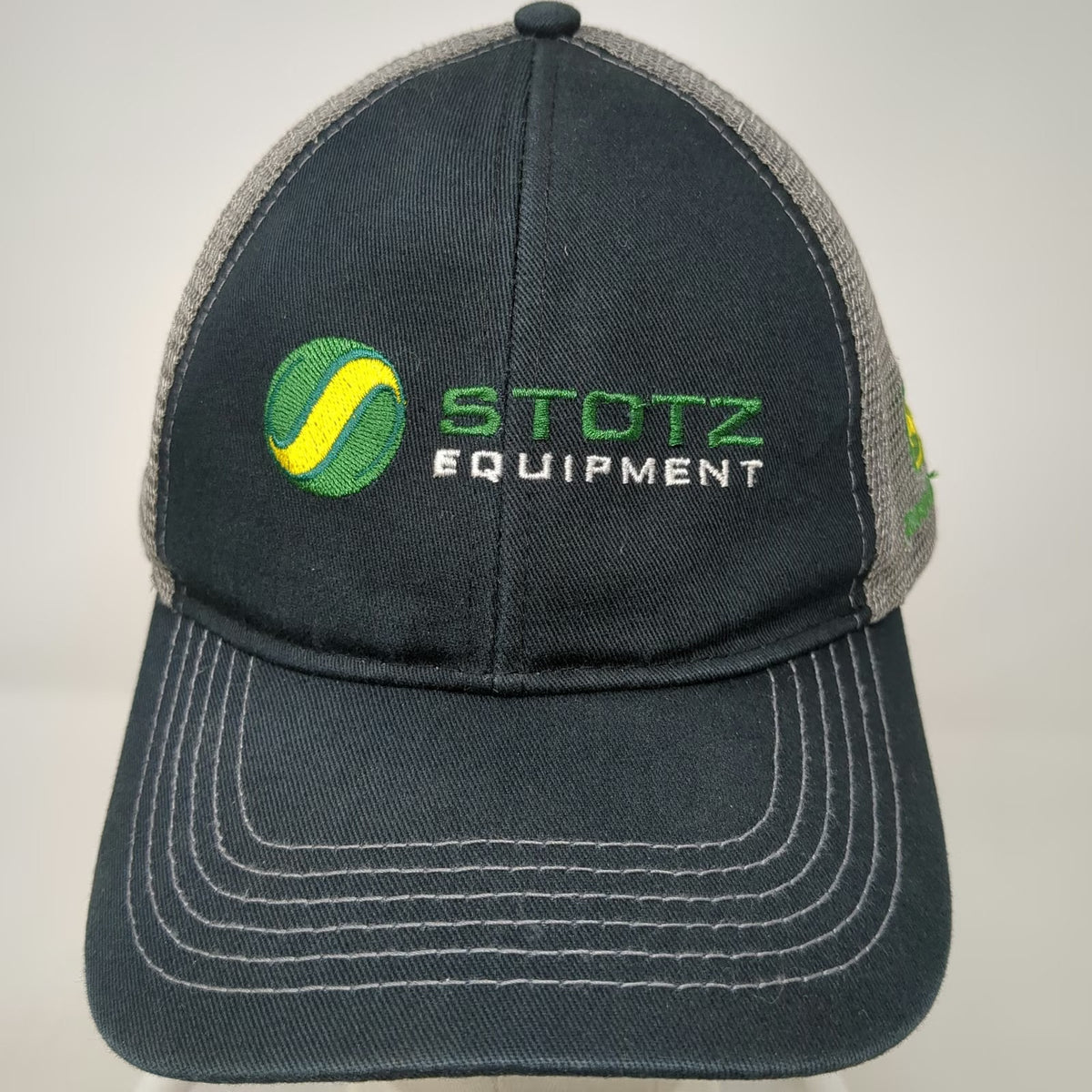 John Deere Stotz Equipment Trucker Hat Black One Size Mesh Snapback Agriculture