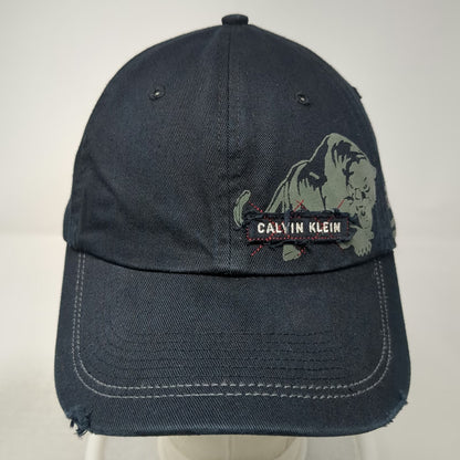 Calvin Klein Baseball Cap Black One Size Distressed Graphic Slideback Hat