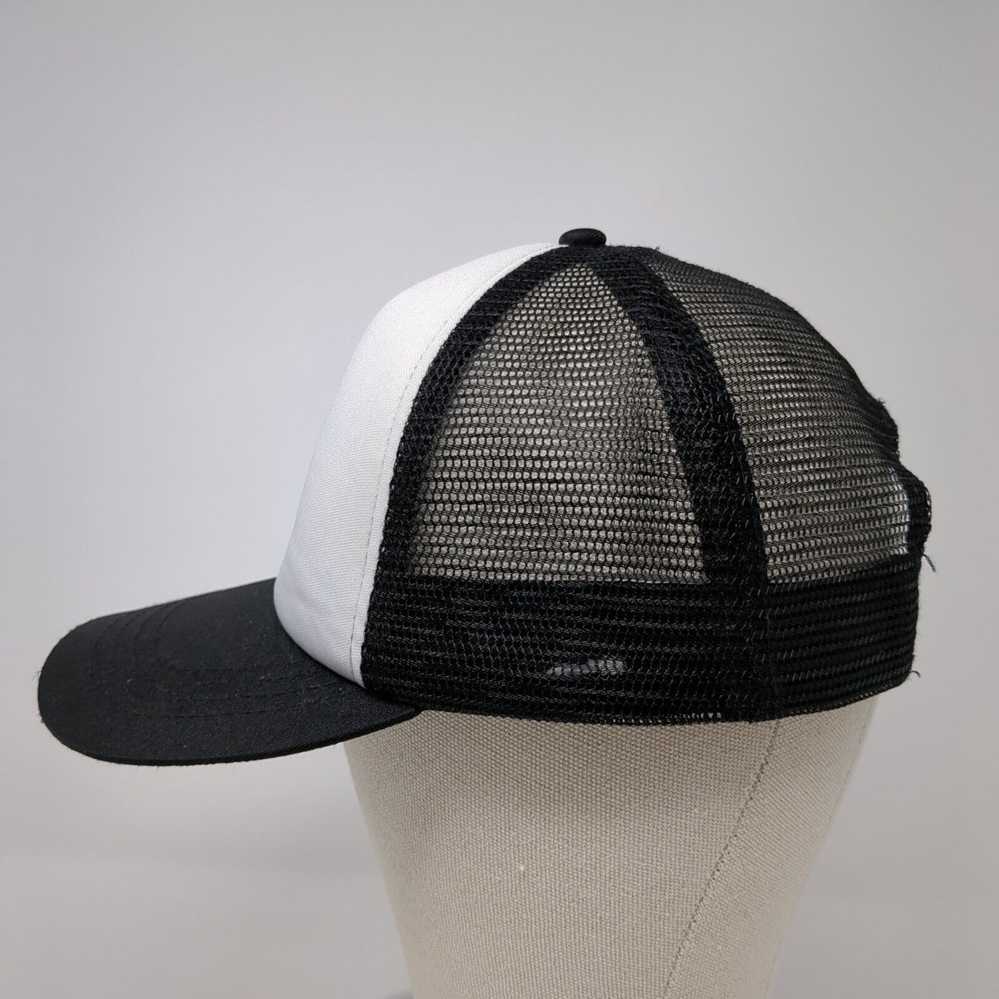 Smiley Face Snapback Mesh Back Trucker Hat Black One Size Embroidered