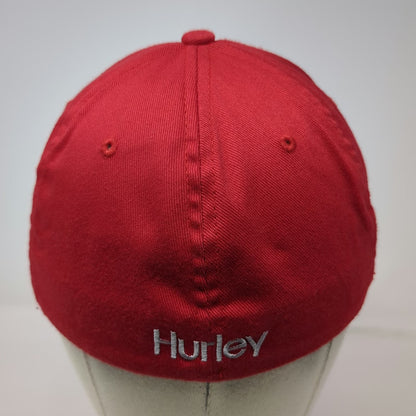 Hurley Baseball Cap Red OSFM Embroidered Icon Flexfit Stretch Fit Yupoong Hat