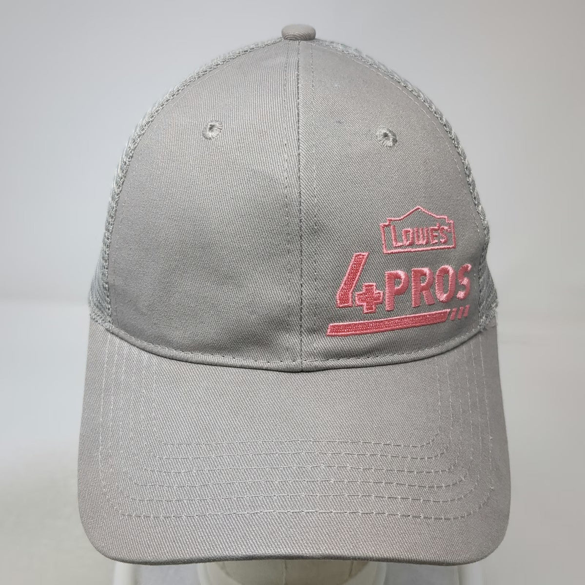Lowe's 4 PROS Logo Gray Trucker Hat One Size Pink Snapback Mesh Back Workwear