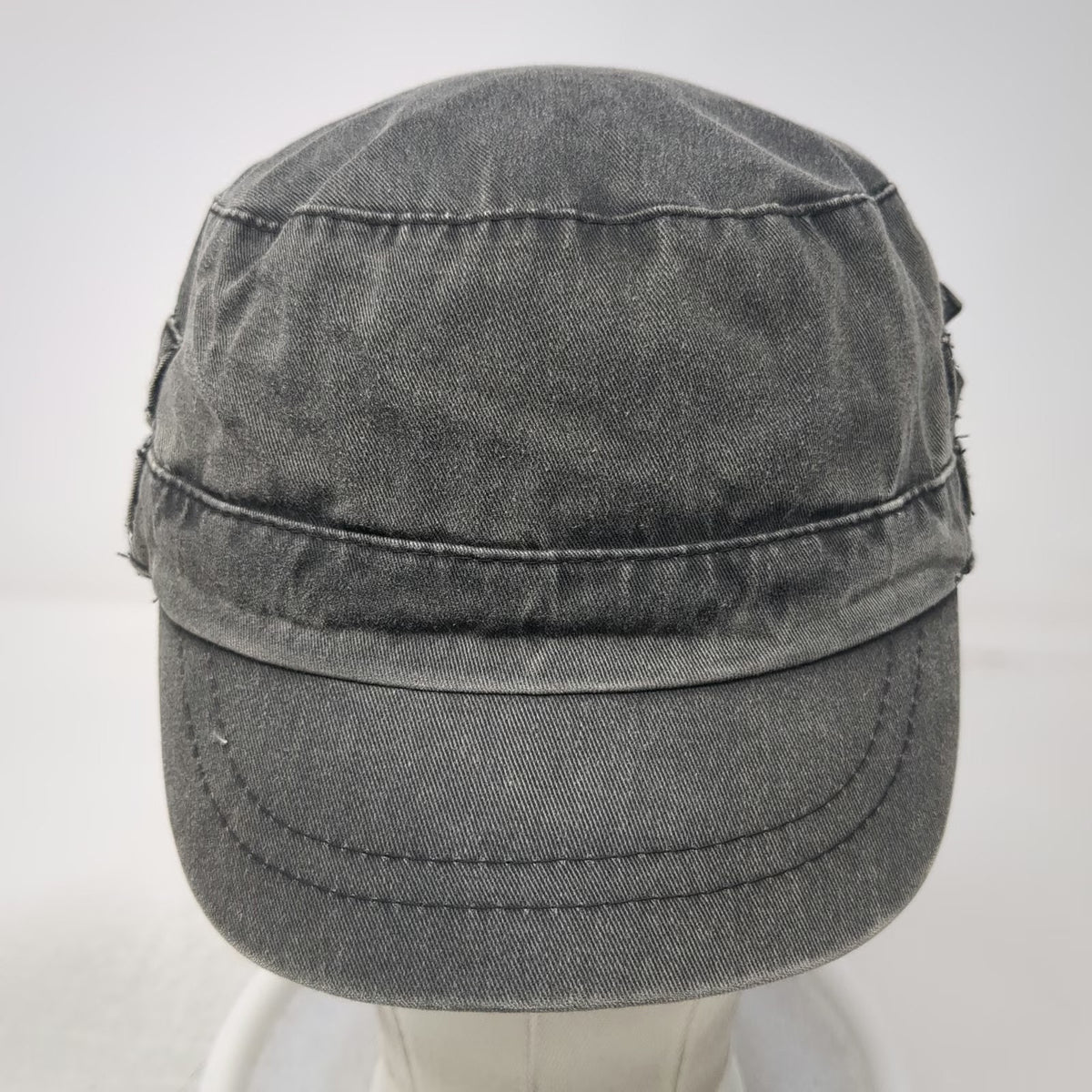Army Cap Gray One Size Side Buckles Elastic Back Faded Cotton Military Hat