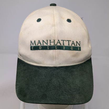 KC Baseball Cap Beige Green One Size Manhattan College Suede Bill Slideback Hat