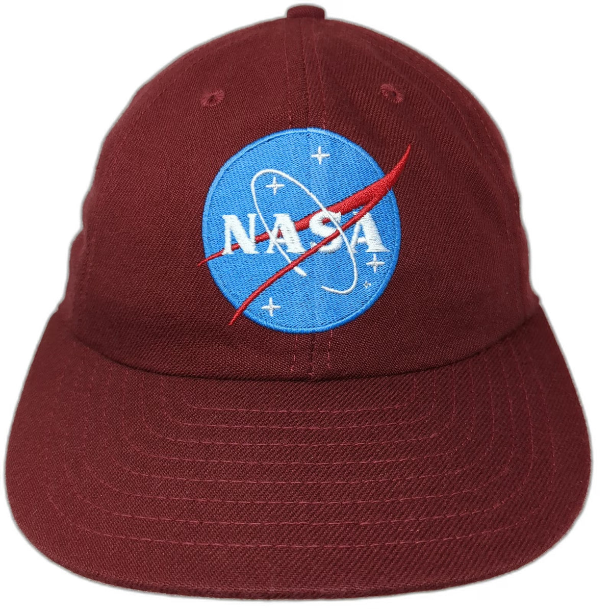 NASA Meatball Logo Baseball Cap Red One Size Leather Strapback Made in USA Hat