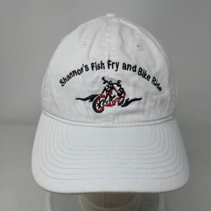 Shannon's Fish Fry and Bike Ride Strapback Hat White OS Embroidered The Game
