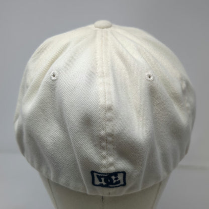 DC Shoes Baseball Cap White XL Blue Fitted Flexfit Embroidered Logo Sample hat