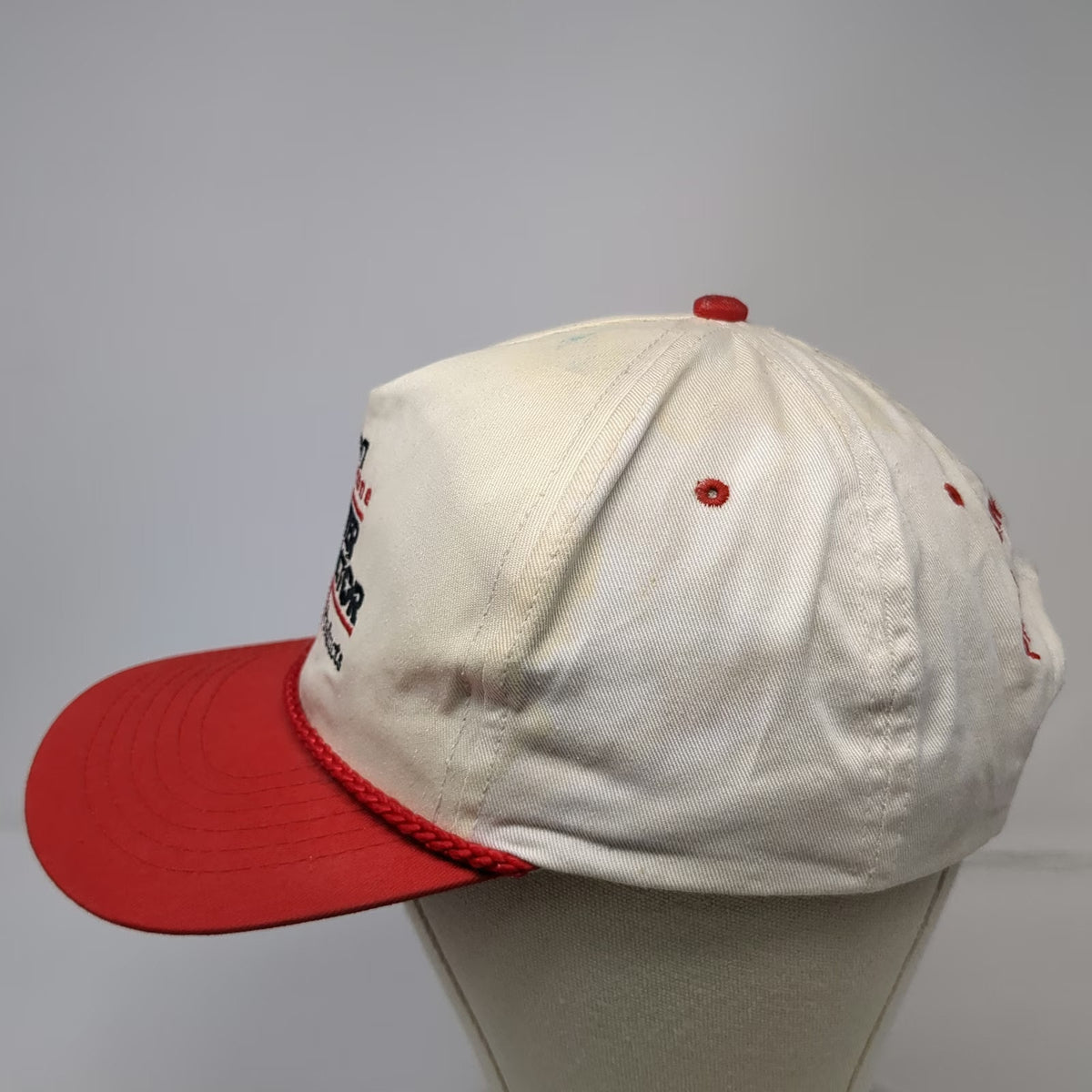 R.C.C. 5 Panel White Red Hat Firestone Master Contractor 1997 Rope Brim Vintage