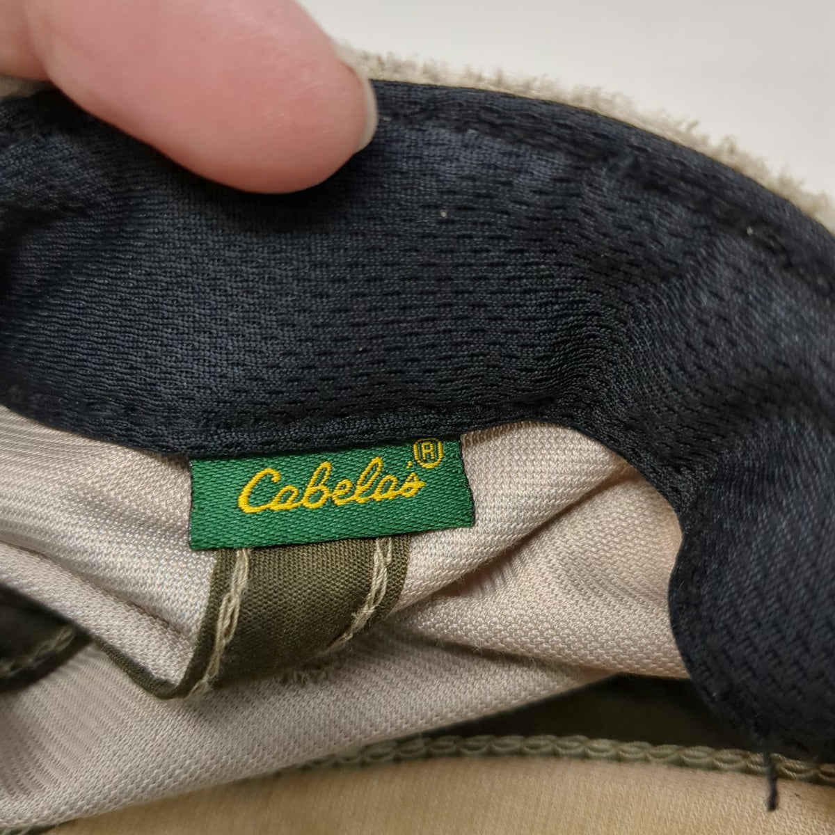 Cabela's Baseball Cap Beige One Size Camo Embroidered Strapback Hat Script Logo