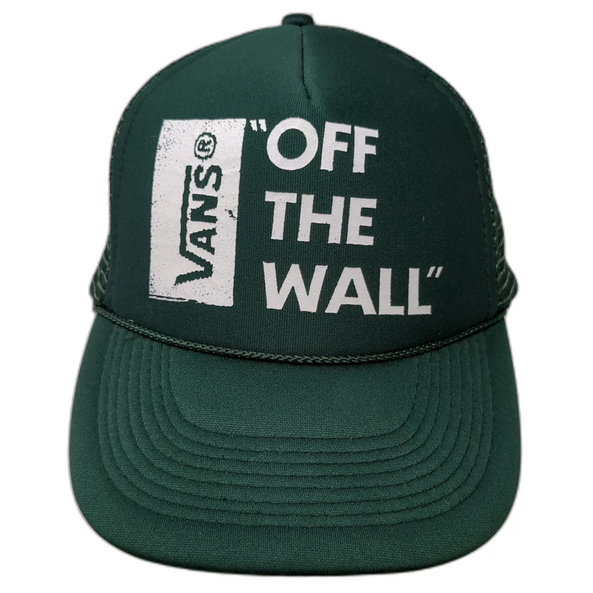 Vans Trucker Hat Green One Size Off The Wall Mesh Foam Snapback Graphic Rope
