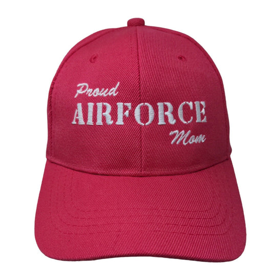 Unbranded Women's Strapback Hat Pink OSFA Embroidered Air Force Mom Logo Acrylic