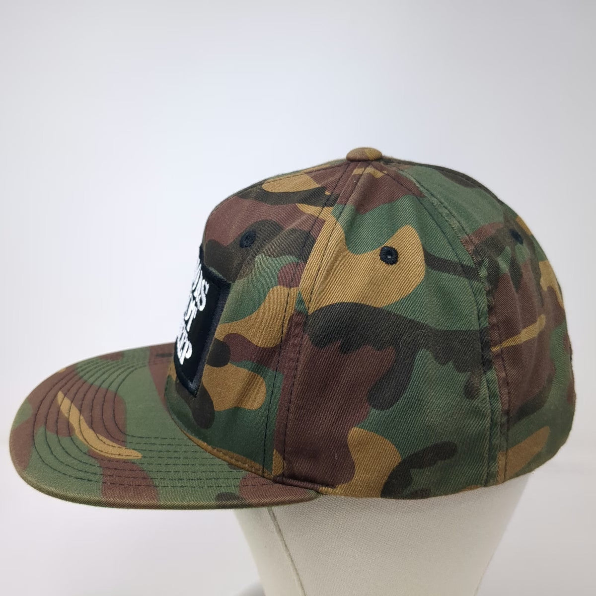 Yupoong Snapback Green OSFM Lions Not Sheep Woodland Camo Flat Brim Patch Hat