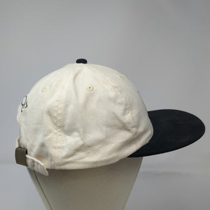 Beige Black Baseball Cap Vintage Embroidered B Bride Made in USA Slideback Hat