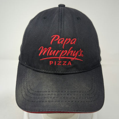Crest Baseball Cap Black One Size Papa Murphys Pizza Strapback Sandwich Brim Hat