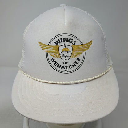 Nissin Trucker Hat White One Size Wings of Wenatchee Apple Logo Snapback Rope
