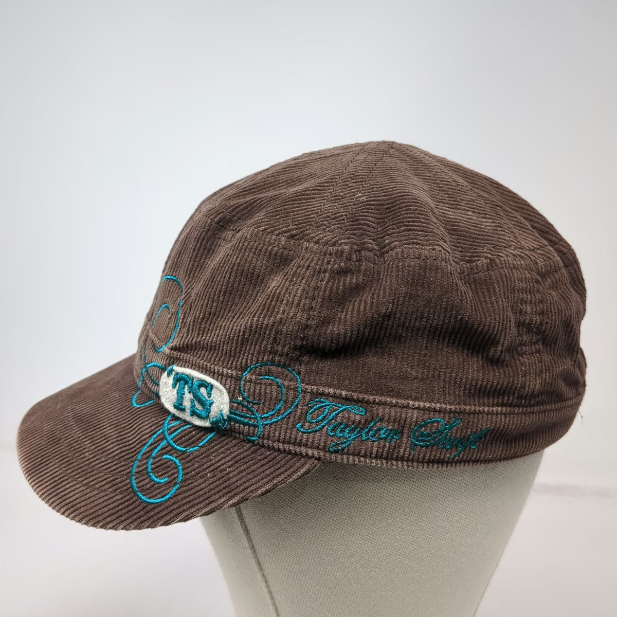 Taylor Swift Army Cap Brown One Size Corduroy Floral Lining Embroidery Hat