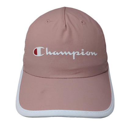 Champion Strapback Hat Pink OSFA Adjustable Vented Holes 6 Panel Polyester