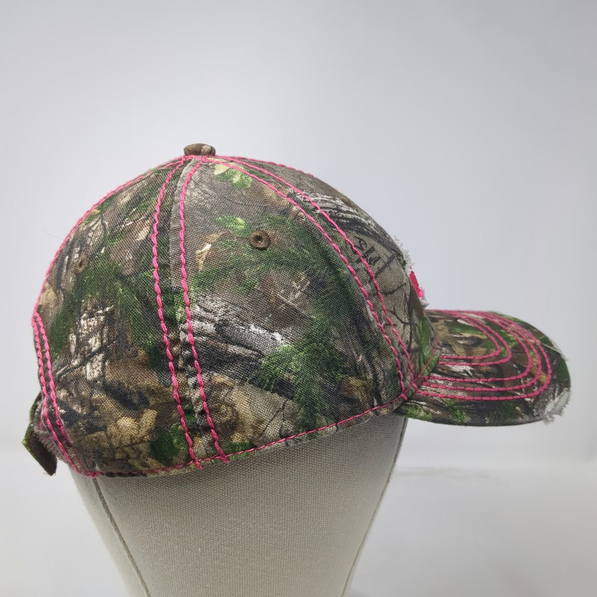 Signatures Baseball Cap Green Pink One Size Team Realtree Camo Distressed Hat
