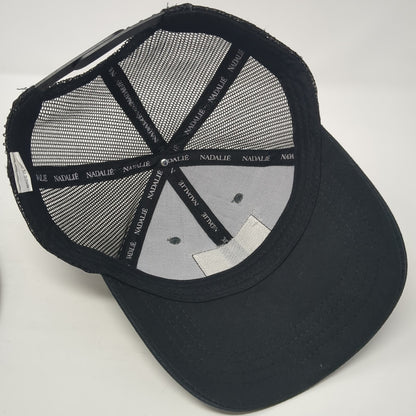 Nadalie USA Snapback Trucker Hat Black One Size Adjustable Mesh Back 6 Panel