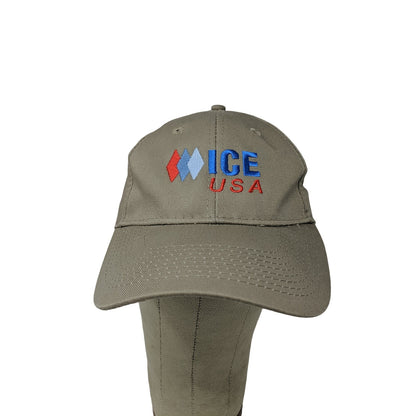 Ice USA Strapback Hat Adjustable Port & Company Embroidered Logo Tan Beige