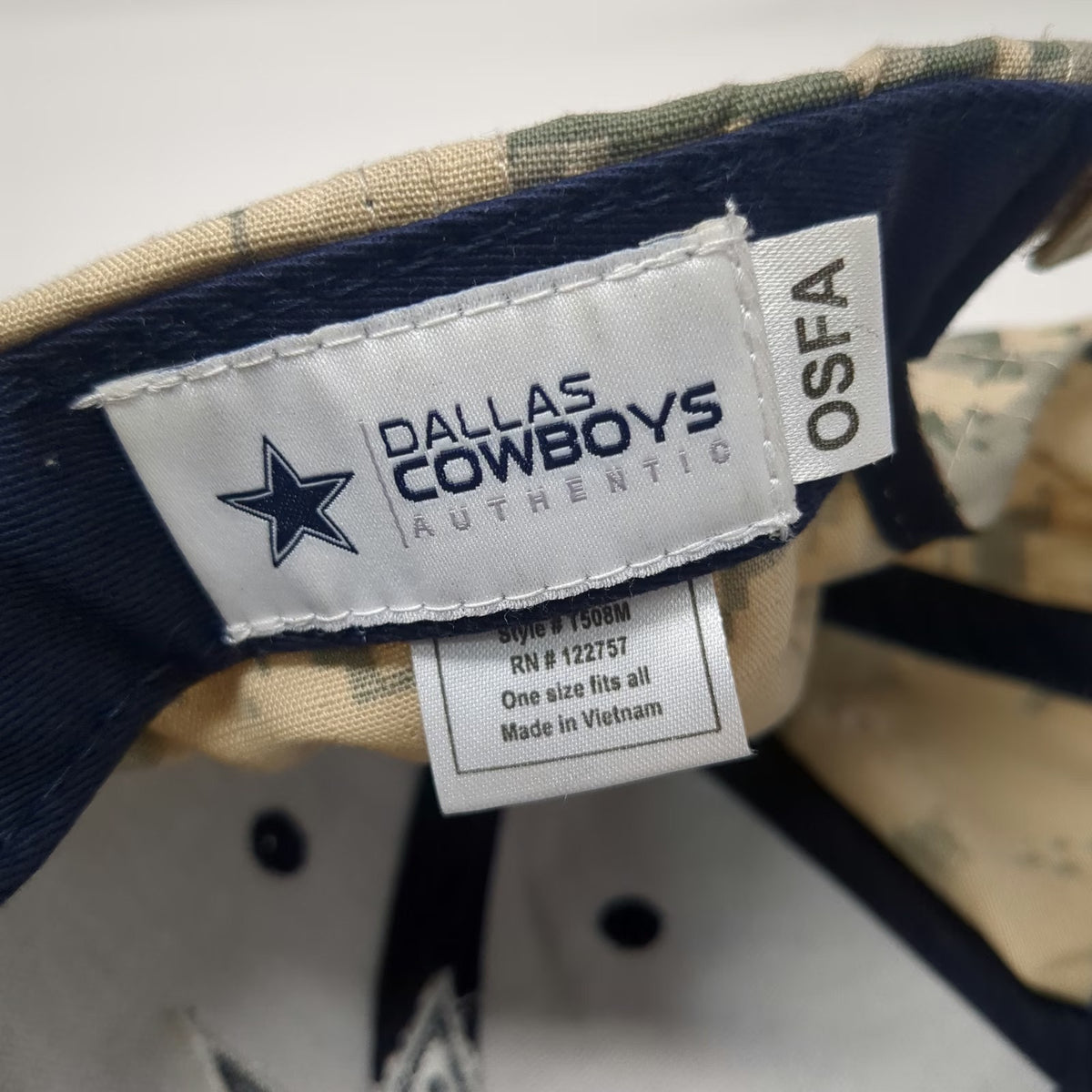 Dallas Cowboys NFL Authentic One Size Blue Digital Camo Strapback Hat Star Logo