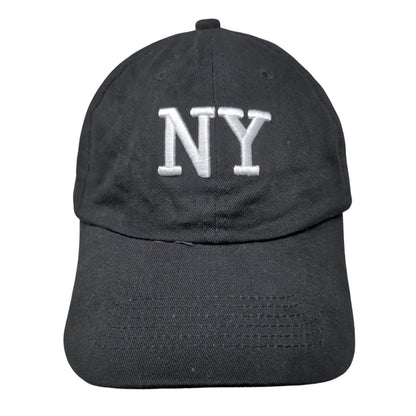 NY Slideback Hat Black One Size Embroidered Adjustable Solid 6 Panel