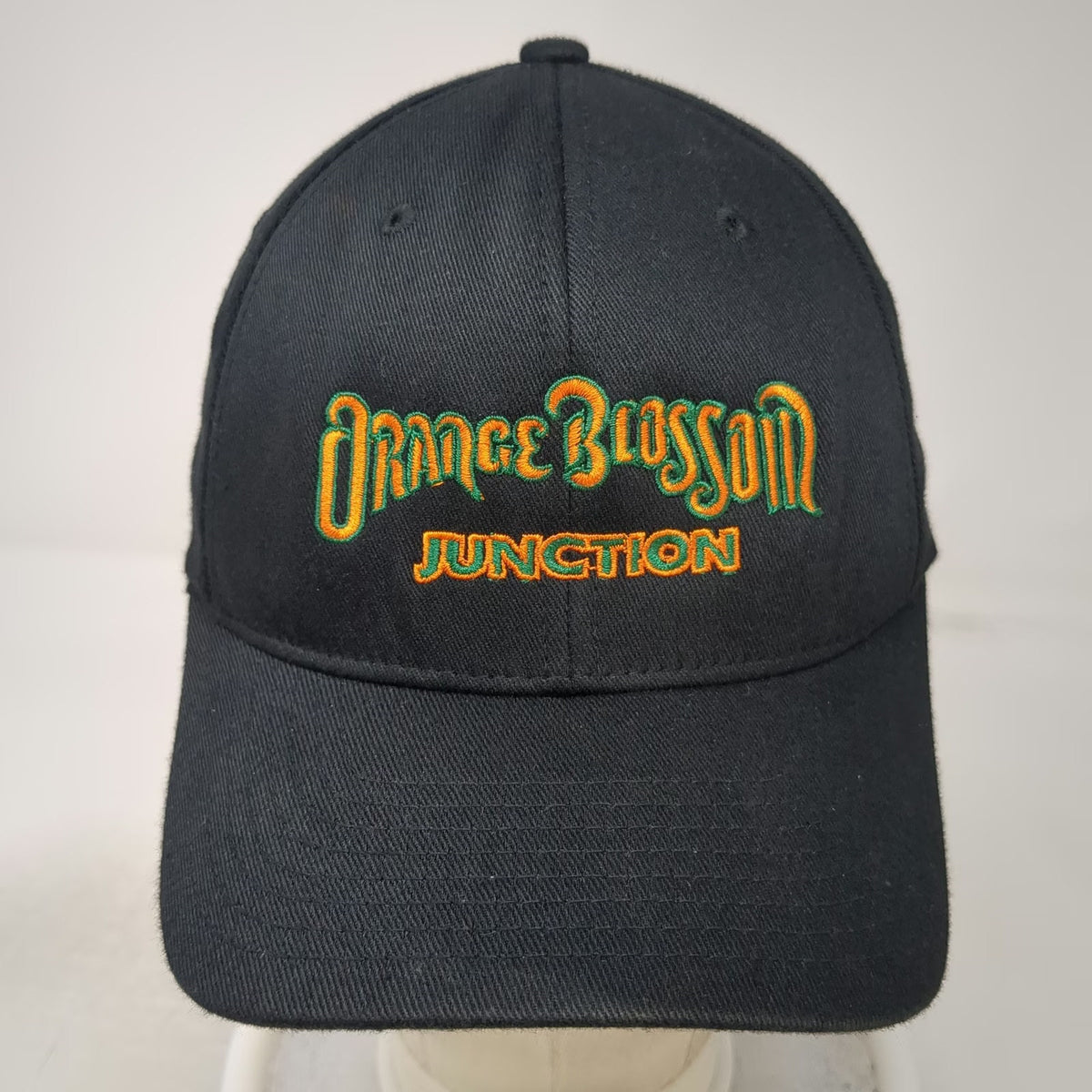 Flexfit Baseball Cap Black M Orange Blossom Junction Embroidery Fitted Logo Hat