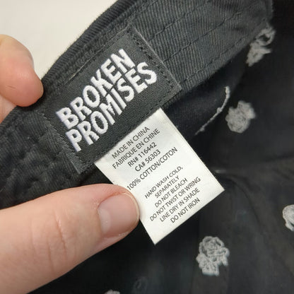 Broken Promises Baseball Cap Black One Size Roses Snakes Hearts Hat Strapback