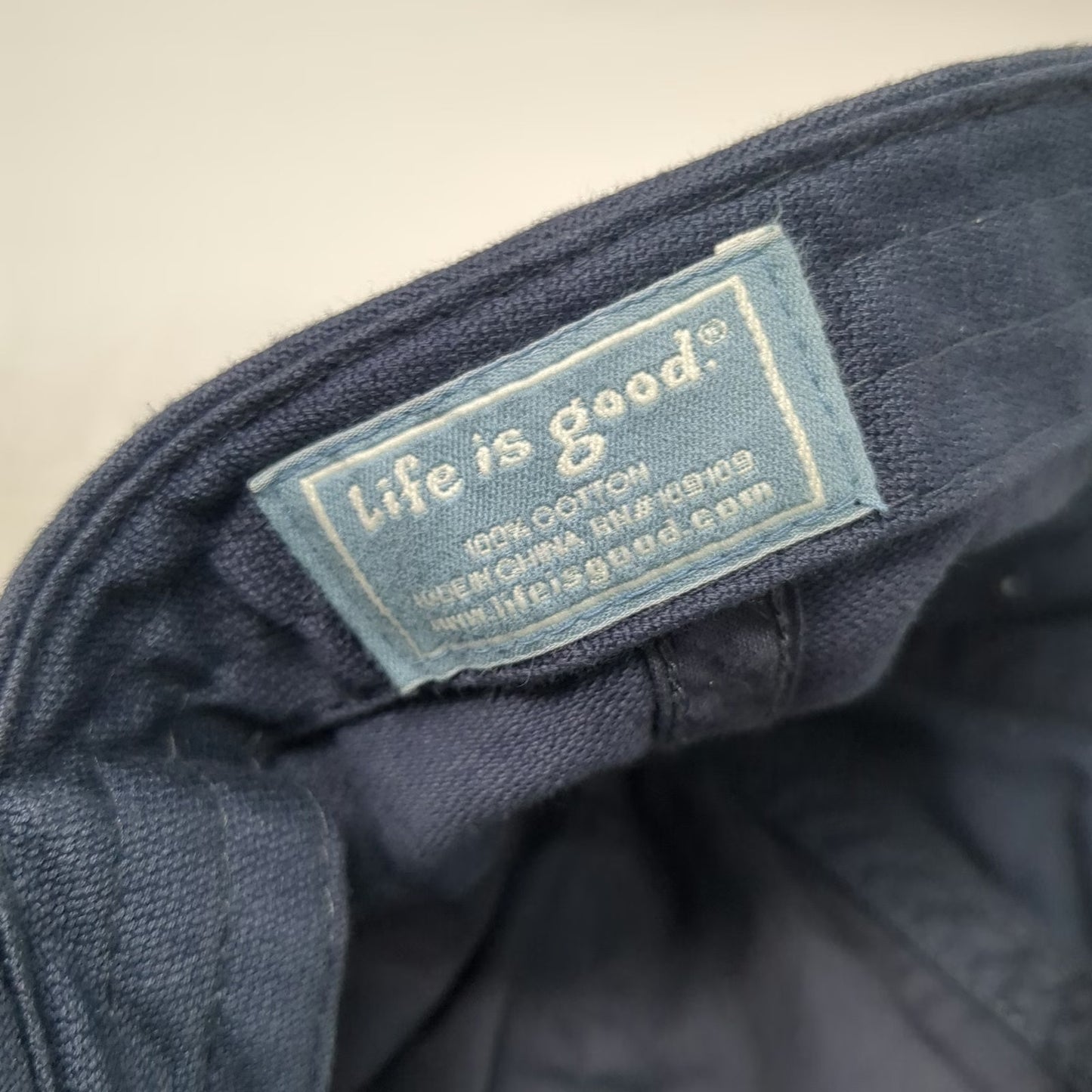 Life is Good Baseball Cap Blue One Size Fish Skeleton Embroidered Strapback Hat