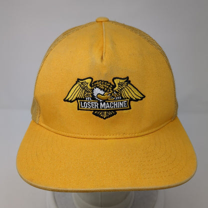 Loser Machine Snapback Trucker Hat Yellow OS Adjustable Embroidered Mesh Back