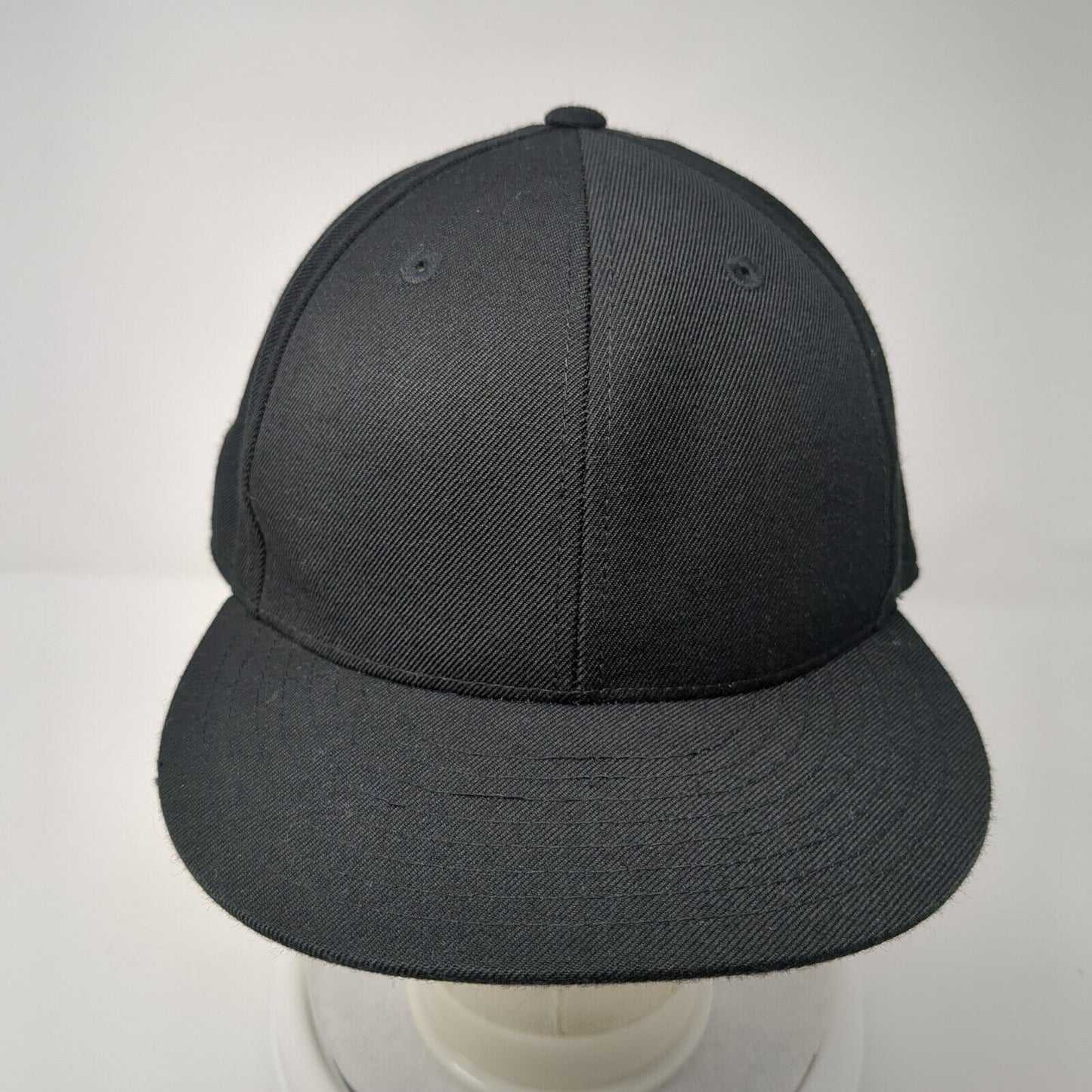 Lids Fitted Hat Black 7 5/8 Solid 6 Panel Vent Holes Blank Outdoor