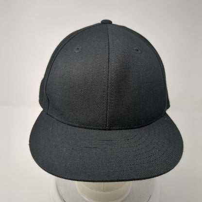 Lids Fitted Hat Black 7 5/8 Solid 6 Panel Vent Holes Blank Outdoor