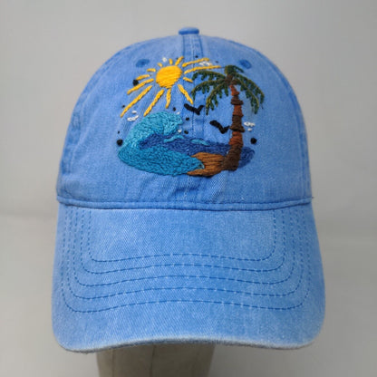 Unbranded Men's Strapback Hat Blue Size OSFM Embroidered Beach Logo