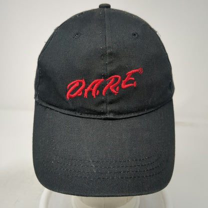 DARE Baseball Cap Black One Size Strapback Embroidered Red Logo Cotton Hat