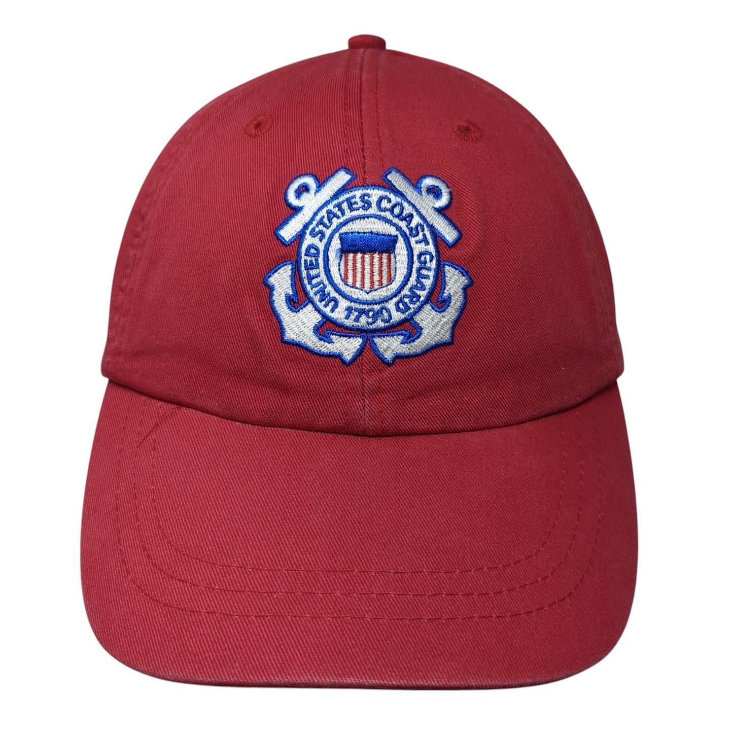 United States Coast Guard Slideback Hat Red One Size Leather Strap