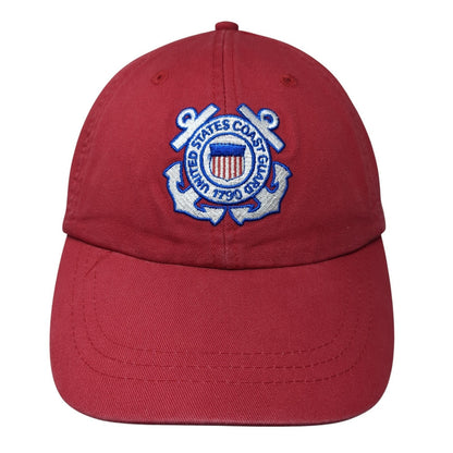 United States Coast Guard Slideback Hat Red One Size Leather Strap