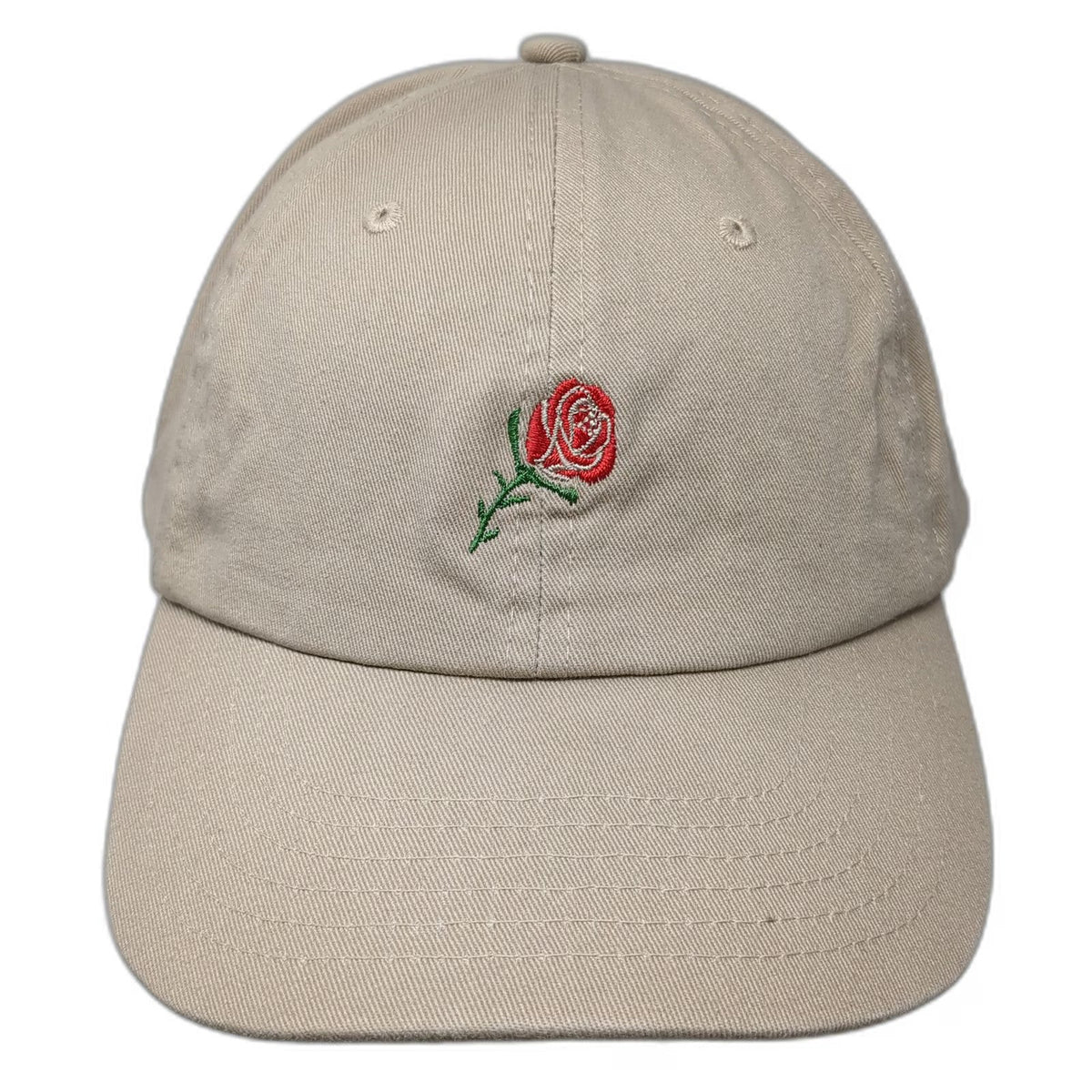 Empyre Baseball Cap Beige One Size Rose Flower Embroidery Slideback Cotton Hat
